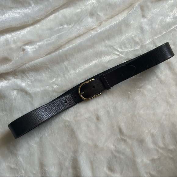 Polo ralph lauren dark brown genuine leather brass buckle belt 32 - Picture 2 of 11
